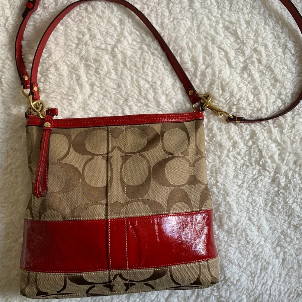 Coach purse. Monogram & red leather